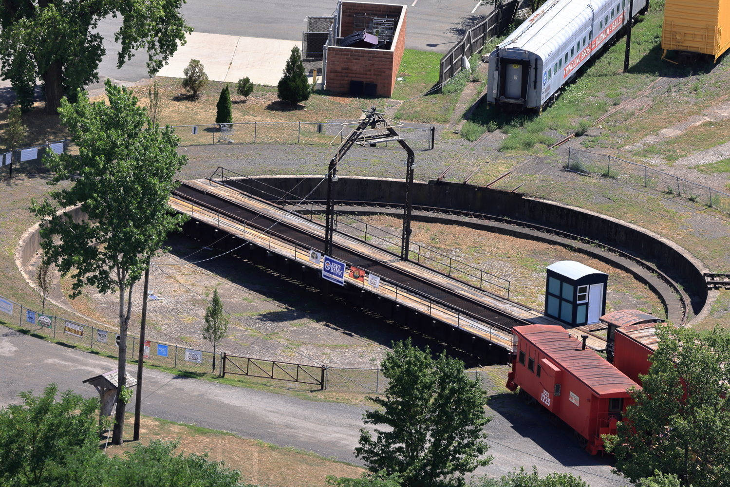 This view of the historic 115-foot railroad turntable, on the site of the Port Jervis Transportation History Center, was taken from Point Peter at Elks-Brox Park, on the hillside overlooking the city of Port Jervis.